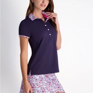 Fairway & Greene Eclipse Navy Camden Short Sleeve UPF Golf Polo Shirt Small